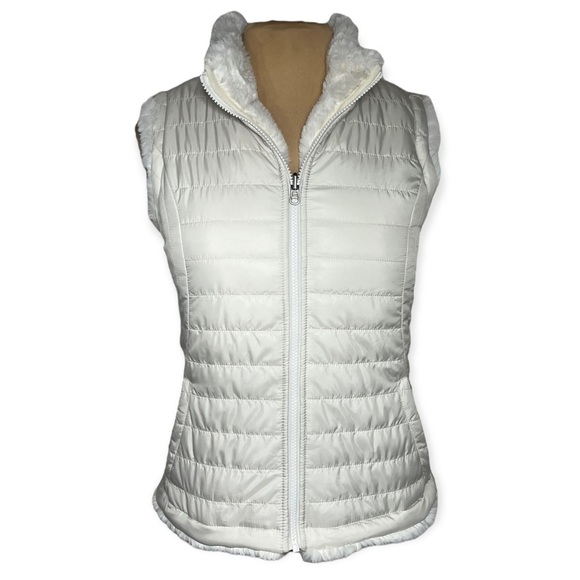 nicole miller original off white ivory reversible puffer vest size S - Picture 6 of 15